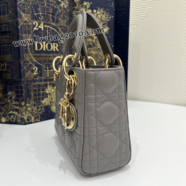 Dior专柜新款Lady女包迪奥高仿原单大象灰金Classic Lady戴妃包三格手提女包 djfk1422
